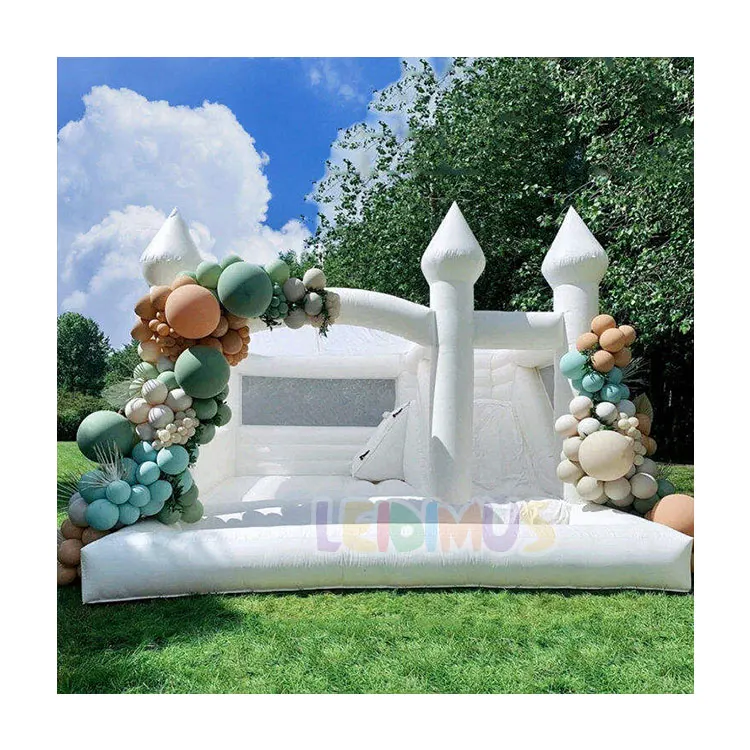 

Белый надувной замок для вечеринки, надувной свадебный шезлонг с горкой, коммерческий прыгающий дом