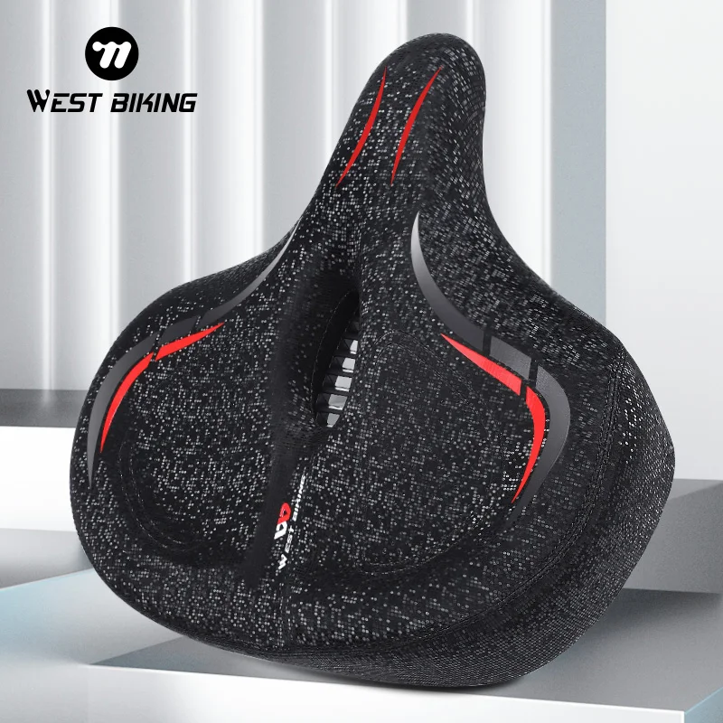 

WEST BIKING Enlarge Bicycle Saddle Comfortable Shock Absoroption Commuter Bike Cushion Soft Rebound Ergonomic MTB Road Bike Seat