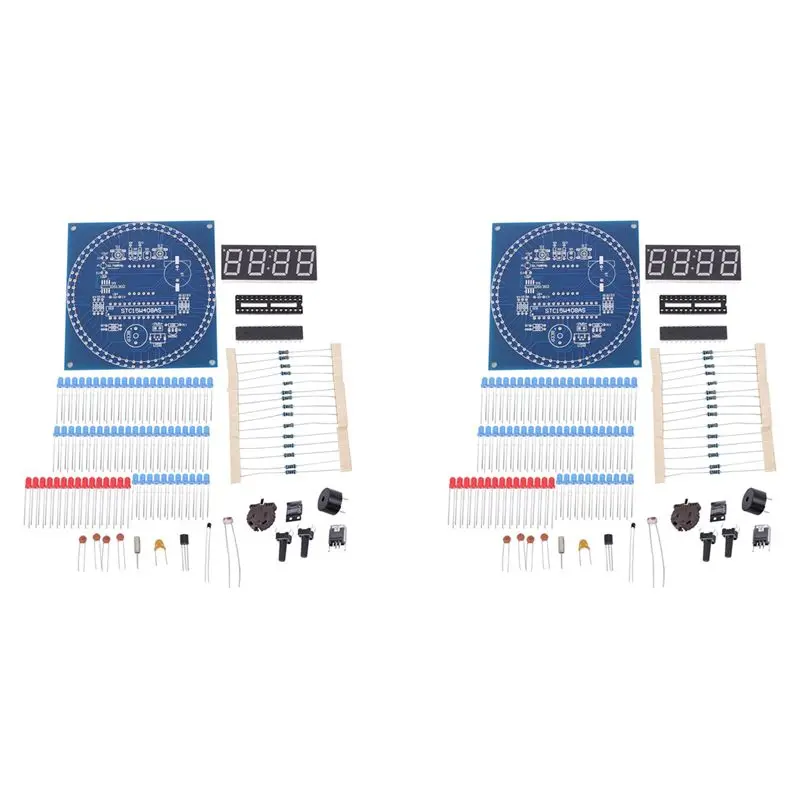 B03C-2X DIY Rotating Electronic Clock Kit Electronic Circuit Basic Experimental Kit LED Display Alarm Clock DIY Parts
