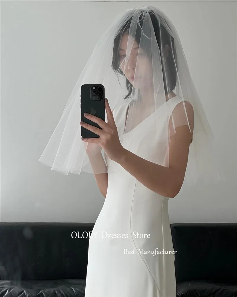 OLOEY-Robe de mariée sirène en satin doux, robes de mariée simples, photoshoot coréen, col en V, longueur au sol, patients de printemps, quel que soit le mariage sur mesure