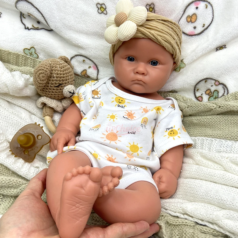 45cm Open Mouth Girl Lifelike Silicone Reborn Baby Girl Full Body Solid with Hand-Paint 3D Skin Anatomically Correct Doll