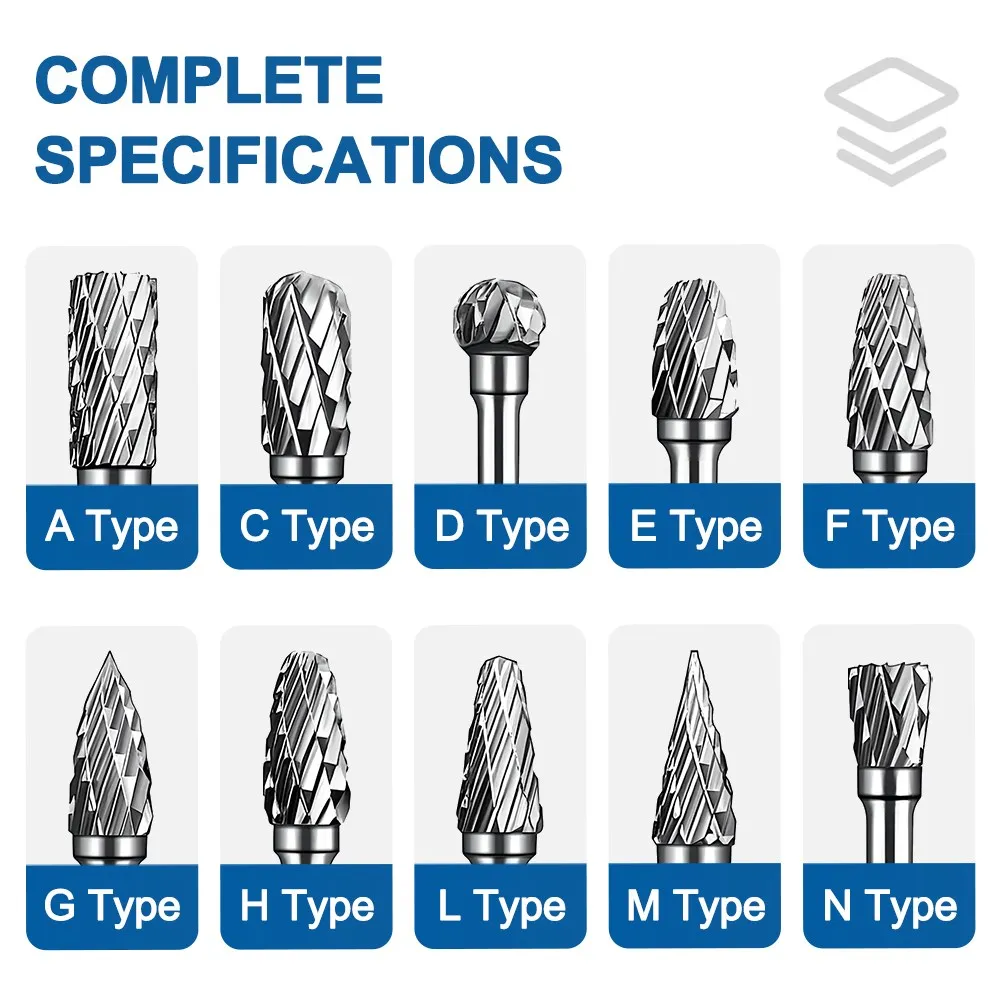 XCAN Rotary Burrs Carbide Rotary File 20pcs 3mm Shank Double Cut Milling Bit for Dremel Rotary Tools Wood Carving Engraving Tool