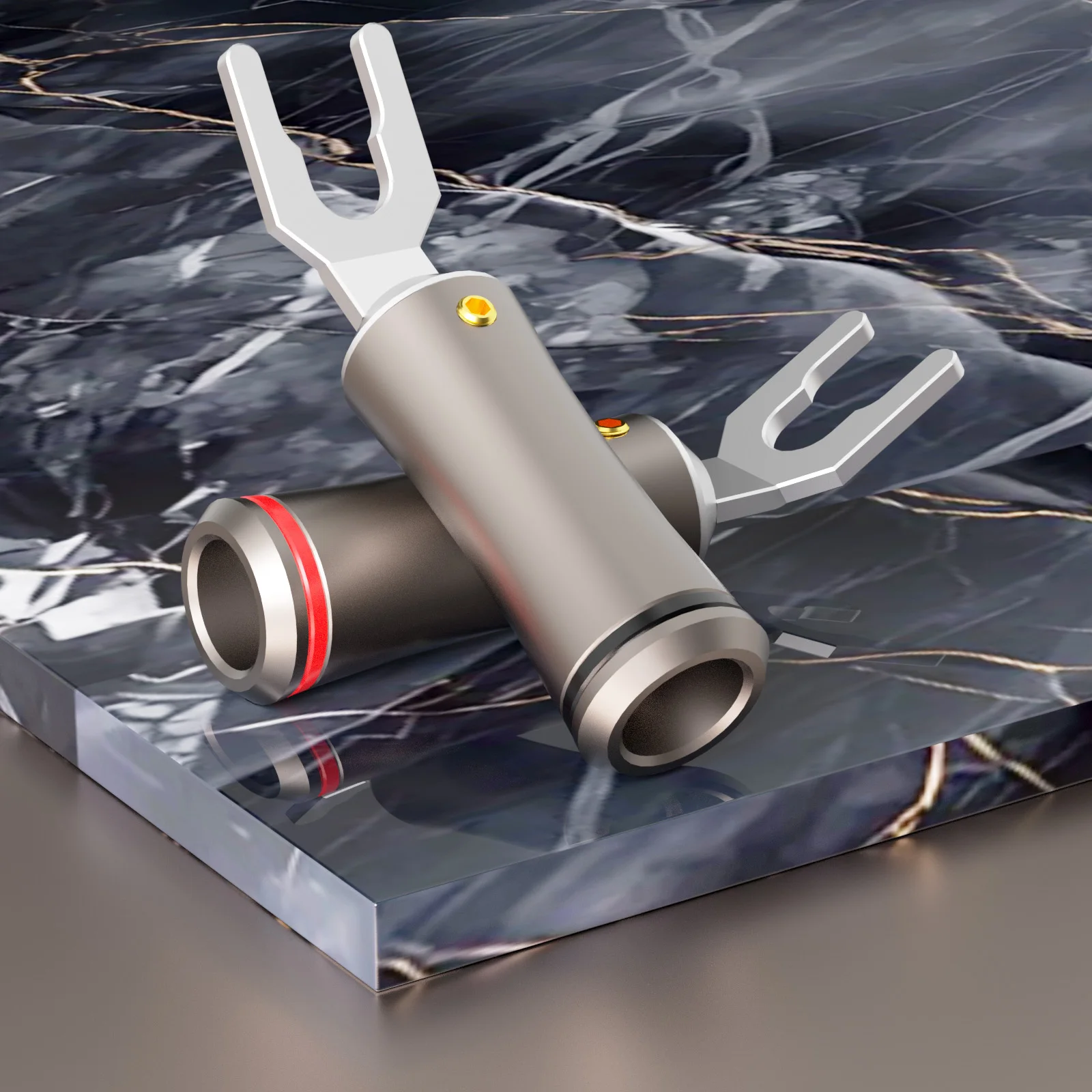 Monosaudio S911Ag -196 Deep Cryogenic Treatment Pure Solid Silver Spade เงินบริสุทธิ์ Y spade ปลั๊กสําหรับสายลําโพงปลั๊ก