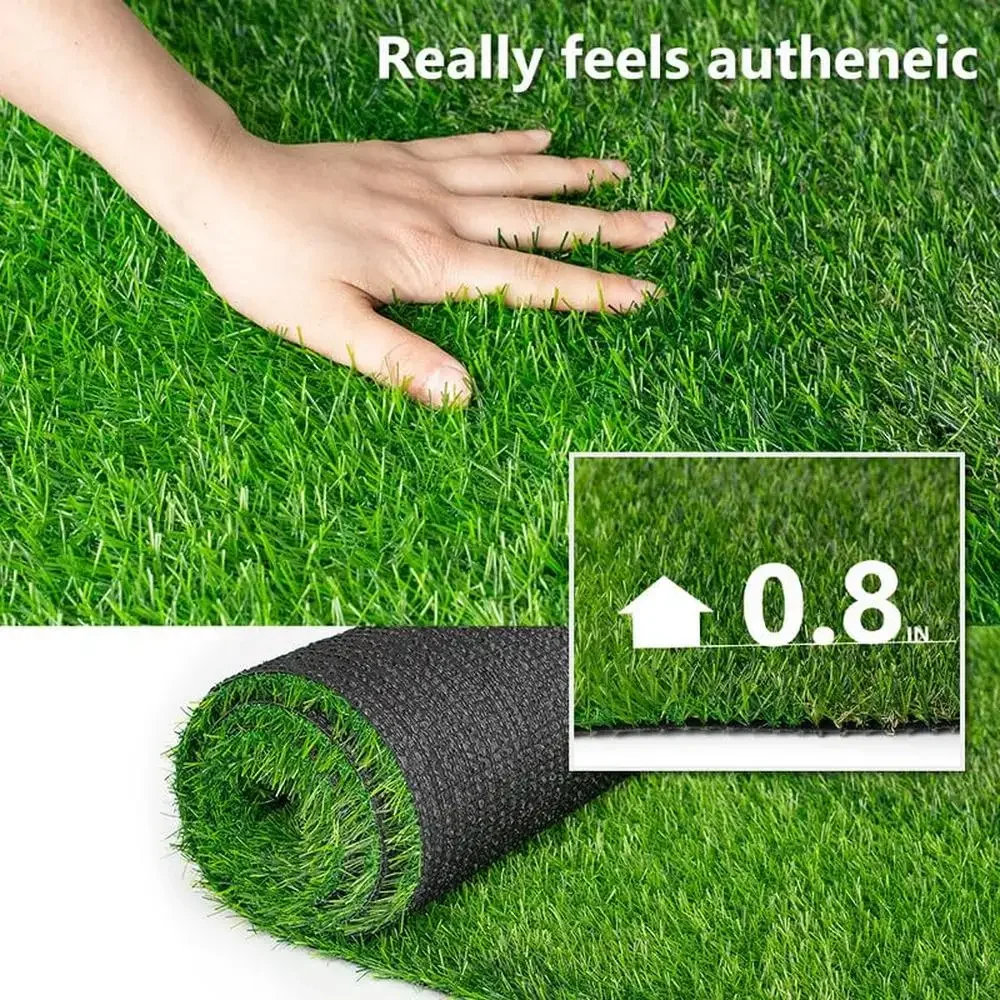 Striped Synthetic Artificial Grass Turf Rug 0.8 Inch Pile Height 3FTX10FT High-Density Realistic Astro Turf Mat Indoor/Outdoor