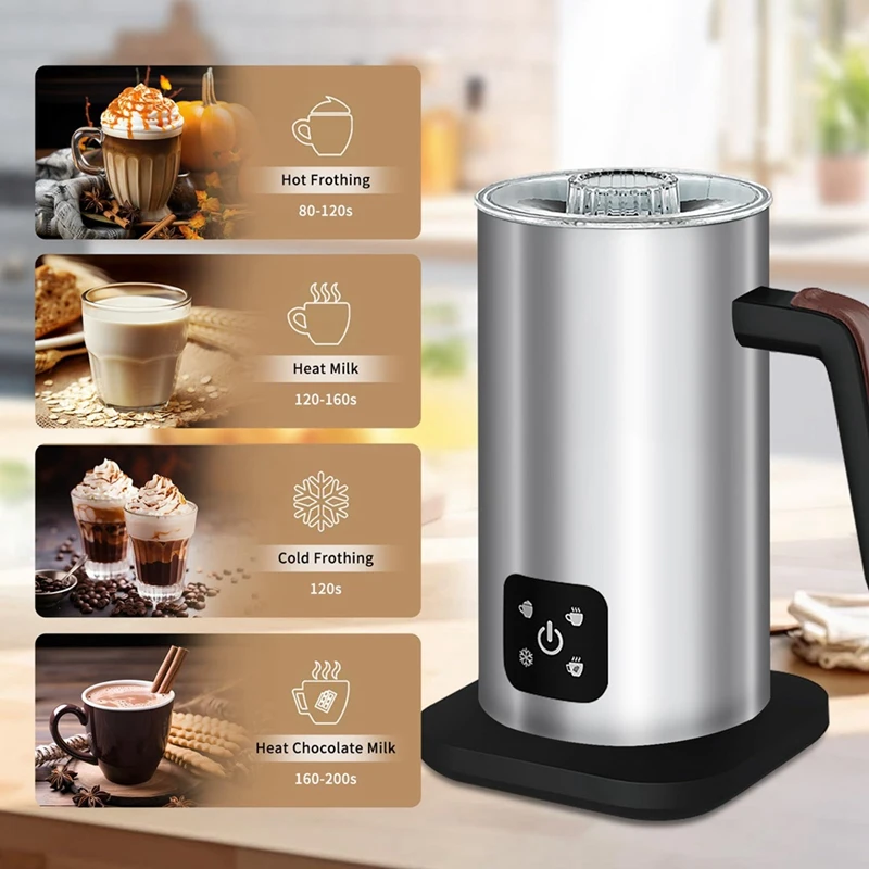

4In1 Milk Steamer Electric Milk Frother Steamer Automatic Warm Cold Milk Foamer Frother For Coffee Hot Chocolate EU PLUG Durable