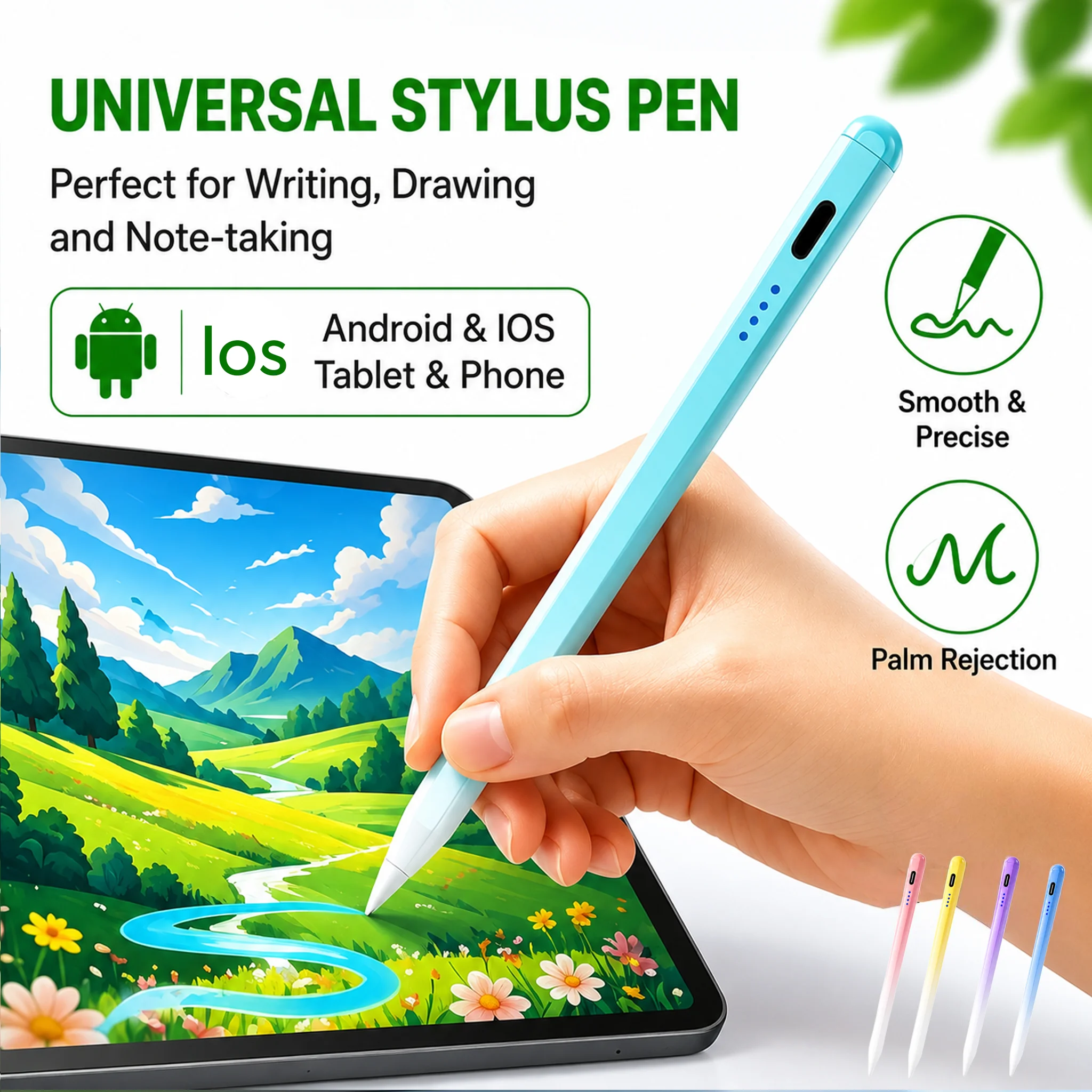 Lápiz Táctil Activo para Android/iOS, Lápiz Táctil con Gradiente de Color para iPad, Samsung Galaxy, Huawei, Xiaomi Pad, Lápiz Táctil Recargable Universal