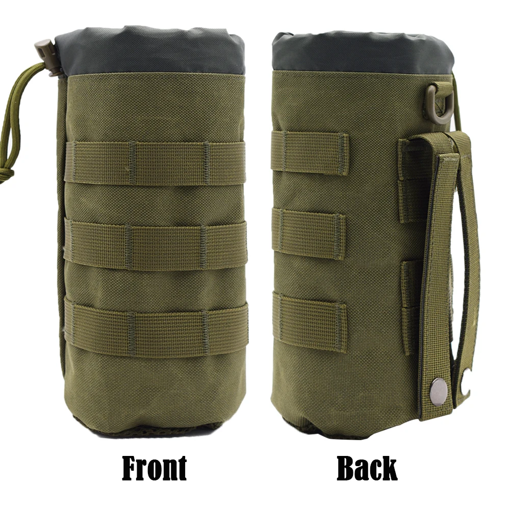 Taktische MOLLE-Flaschentasche für Reisen, Sprots Molle-Wasserflaschenhalter mit Kordelzug oben offen und Netzboden – Detail 8
