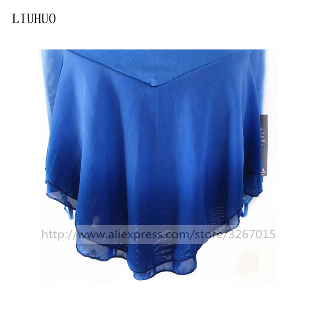 LIUHUO Trượt Băng Nghệ Thuật Đầm Nữ Cô Gái Tuổi Teen Băng Ba Lê Leotard Hiệu Suất Cổ Đứng Trang Phục Con Lăn Nhảy Xanh Dương Cạnh Tranh