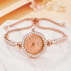 Cute Women's Steel Belt Bracelet Watch Quartz Watch Luxury Fashion Small Dial Popular Elegant Women Watch