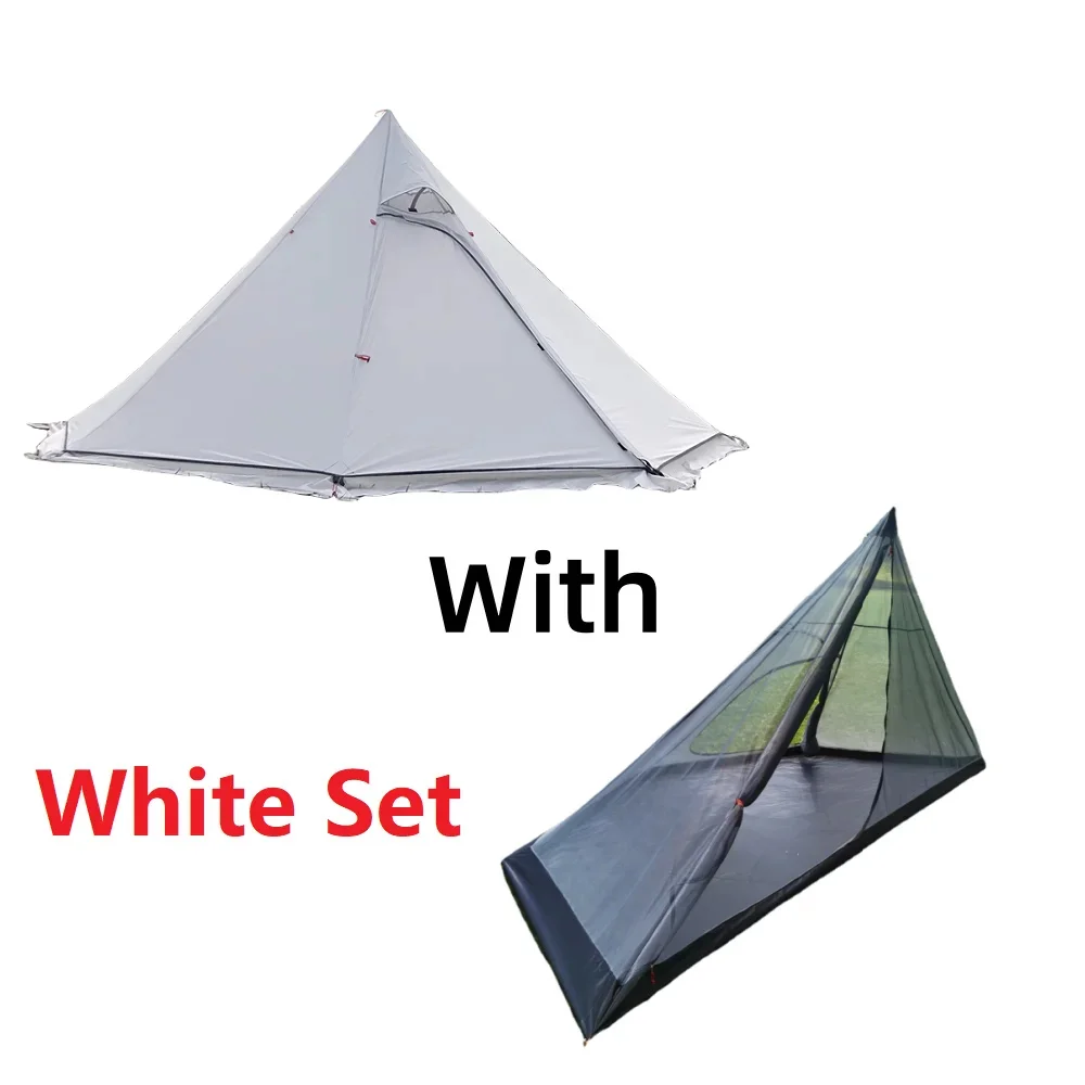 Nieuwe 1-2 Persoons Piramide Tentschuilplaats Ultralicht Buiten Camping Tipi Met Sneeuwrok Met Schoorsteengat Wandelen Backpacking Tenten