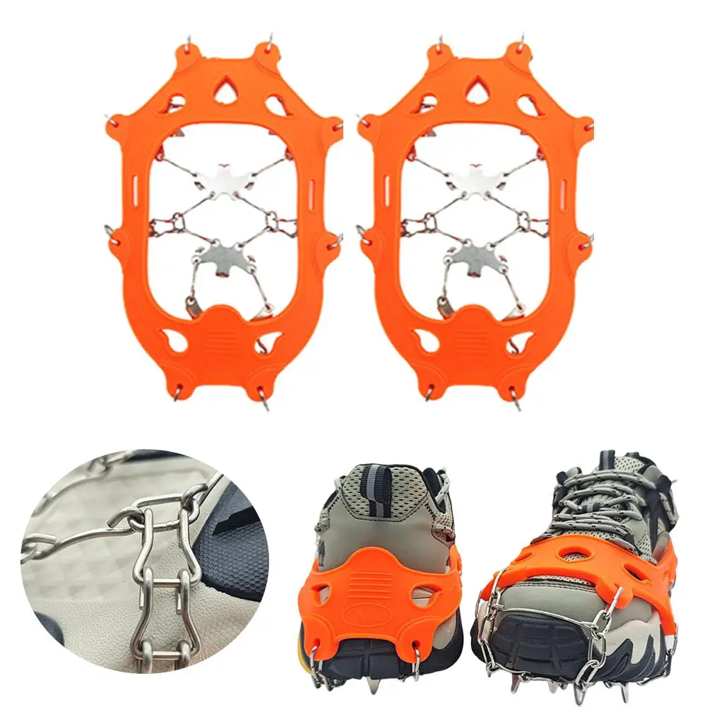 19 الأسنان الجليد القابض سبايك للأحذية المضادة للانزلاق المضادة للانزلاق عدم الانزلاق أغطية الحذاء الثلوج الجليد الأشرطة المرابط السيطرة تسلق حذاء V3C7 #5