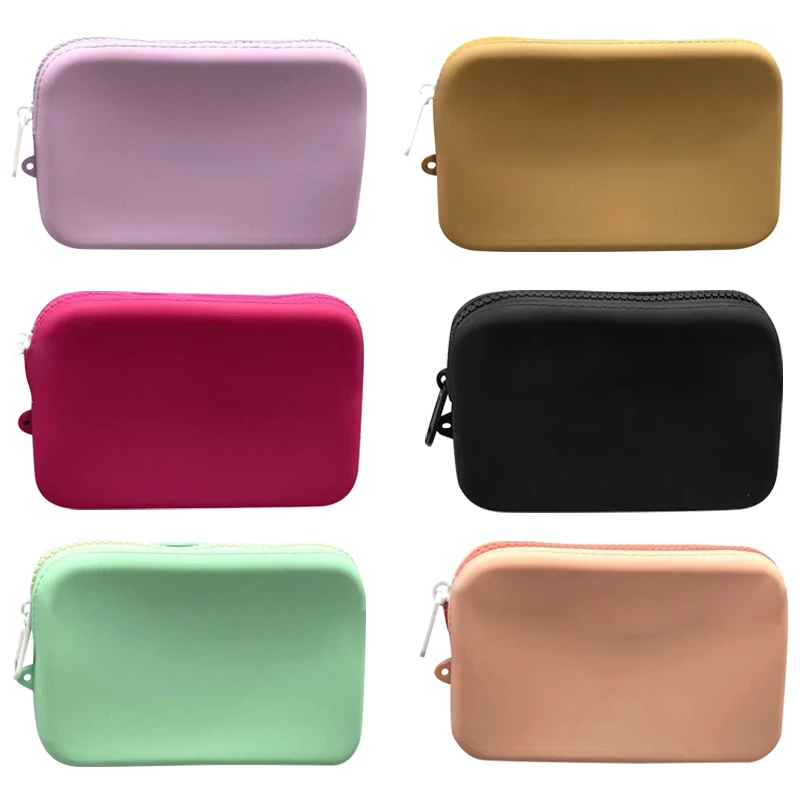 Borsa portaoggetti cosmetica piccola quadrata in silicone Porta pennelli per trucco da viaggio di grande capacità Organizzatore cosmetico portatile