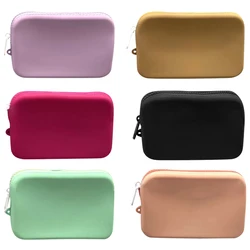 Borsa portaoggetti cosmetica piccola quadrata in silicone Porta pennelli per trucco da viaggio di grande capacità Organizzatore cosmetico portatile impermeabile