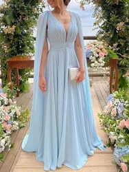 Sweet Long Bridesmaid Dresses for Wedding Chiffon Wedding Guest Vestidos for Women A Line Formal Evening Party Tiered Gowns