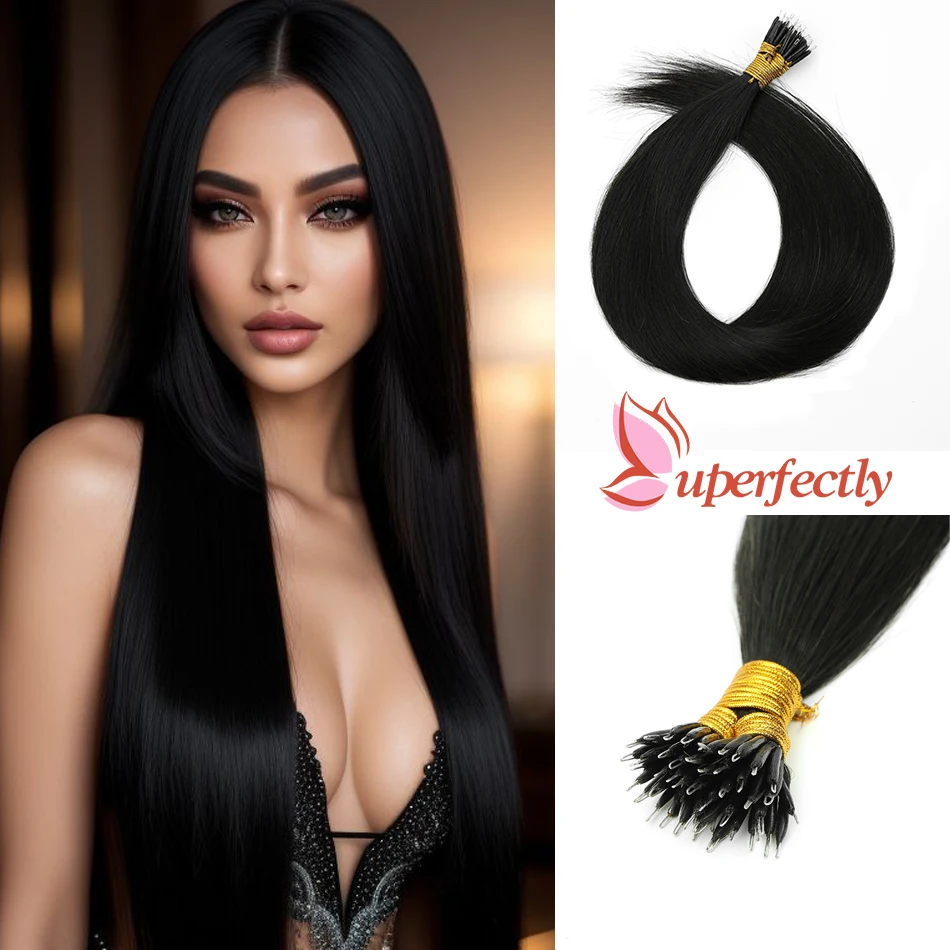 Uperfctly Nano Rings Straight Human Hair Extensions Micro Bead Loop Pre Bonded 12-26 inch Natural Remy European Straight Hair