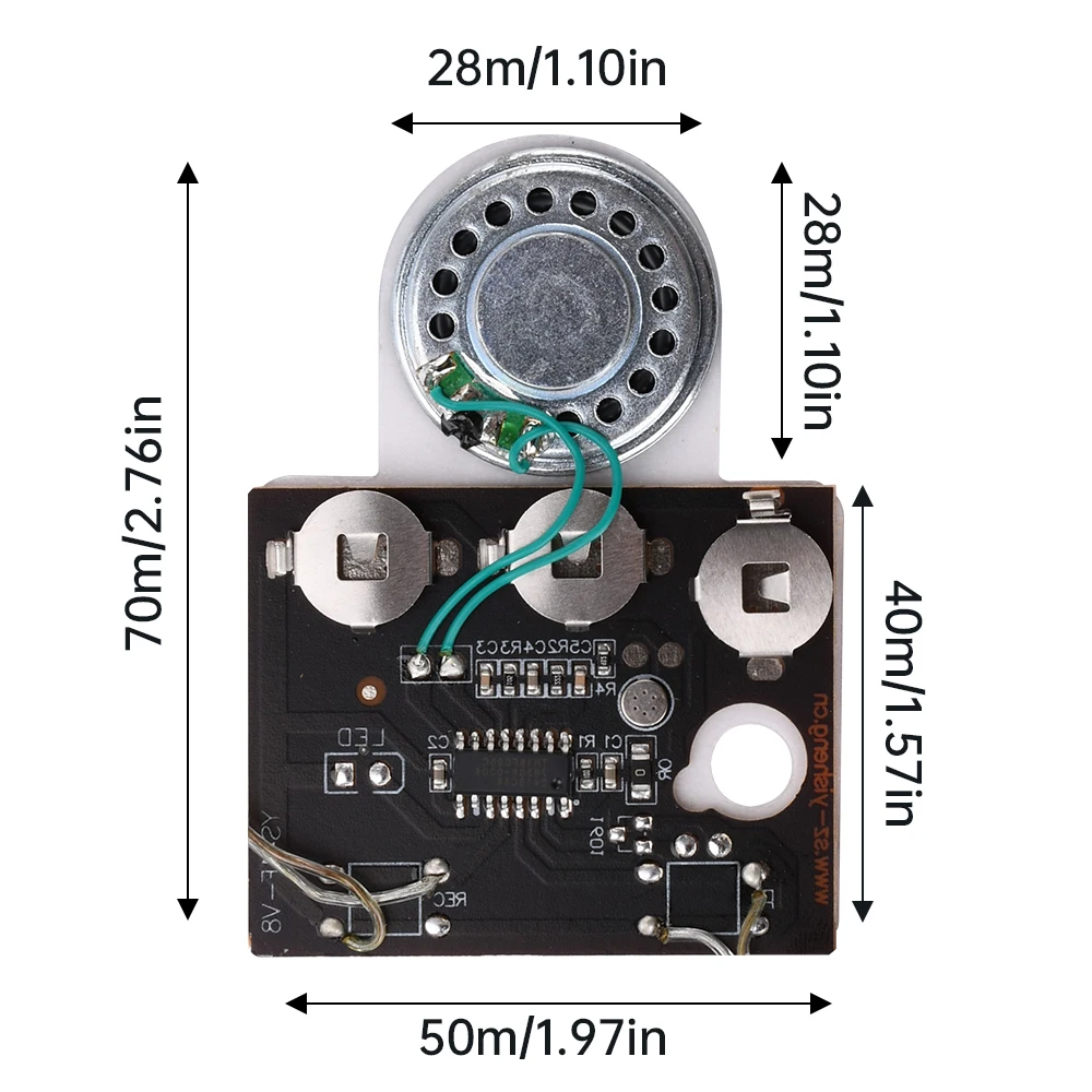 30-Sekunden-Audio-Sprachaufnahme-Wiedergabemodul mit Knopf/Lichtsensor/Knopf und Verlängerungskabel für Grußkarten – Detail 6