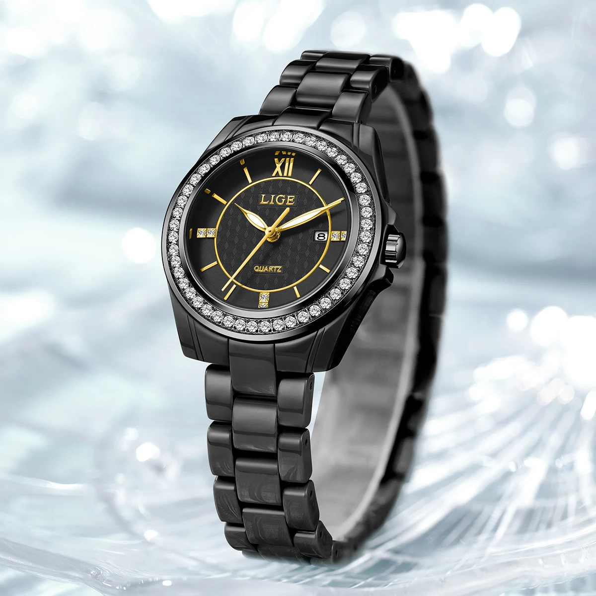 LIGE mode luxe montre étanche pour femmes Date lumineuse bracelet en acier inoxydable Quartz femmes dames montres Reloj Mujer