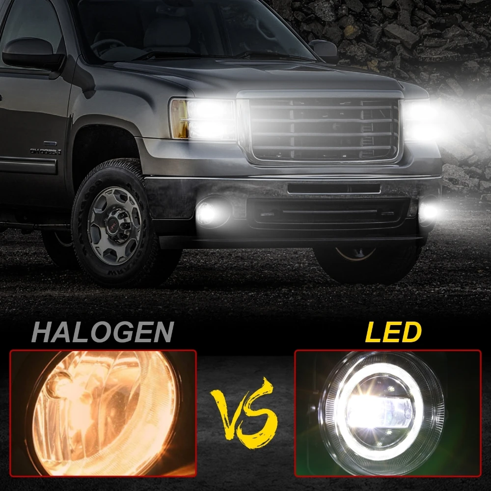 LED Fog Light Heavy Duty Pickup Front Bumper Daytime Driving Fog Lights Lamps for GMC Sierra 1500 2500 3500 2003-2006