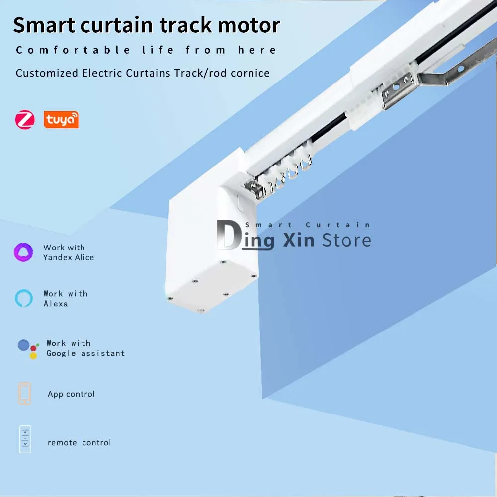 Tuya zigbee mini curtain motor electric curtain cornice rail work with alexa google home yandex alice Customize Electric track