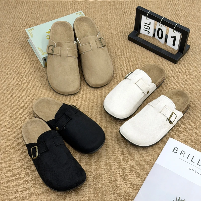 Women's Casual Closed Toe Flip-flops Summer Outdoor Slippers Couple's Flannel Sandals Comfortable Non-slip Men And Women Slides