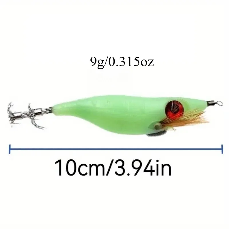 Ackibbik 7pcs Glow Squid Jig Saltwater Squid Lures 10cm/3.94in Luminous Shrimp Prawn Lures Fluorescent Cuttlefish Sleeve Octopus image 2