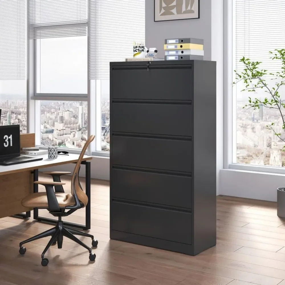 5 Drawer Lateral File Cabinet with Lock, Metal Filing Cabinets for Home Office, Steel Storage Wide File Cabinet