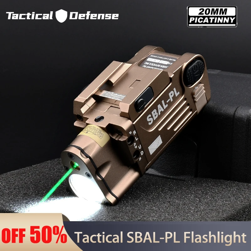 Tactic Metal SBAL-PL Strobe/Constant Flashlight With Red/Green Laser Weapon Light X300 X400 Fit 20mm Rail Airsoft Lighting GL