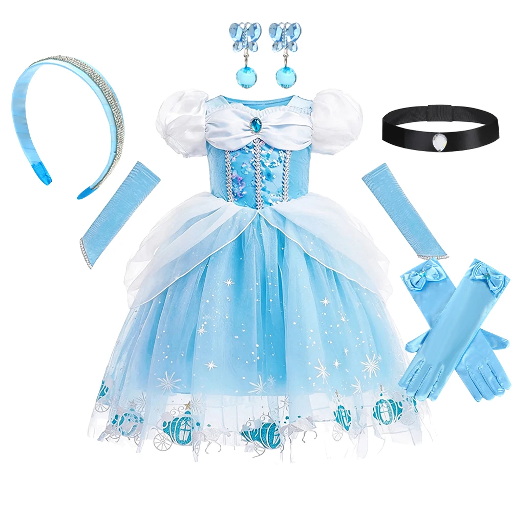 Kostüm Mädchen Blaues Prinzessinnen-Geburtstagskleid für Mädchen Festliche Kleider Kinder Halloween-Kostüme 2 3 4 5 6 7 8 9 10 Jahre – Detail 9