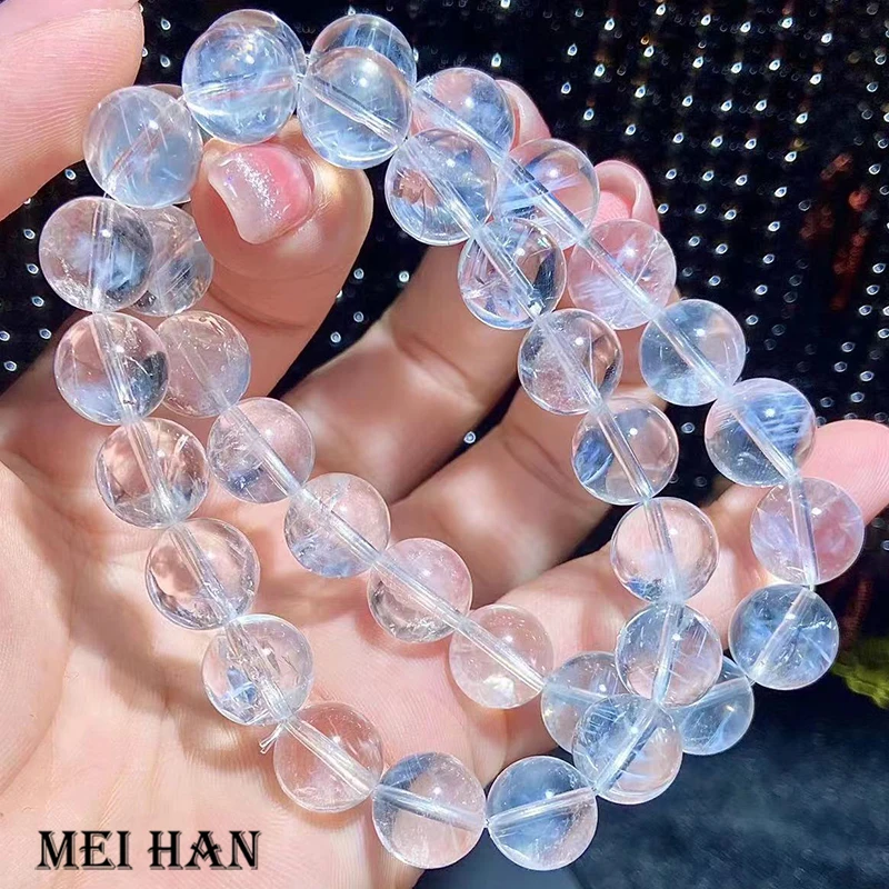 Meihan (Free Shipping) AAA Natural Blue Needle Clear Quartz Smooth Round Beads For Jewelry Making Design Fashion DIY