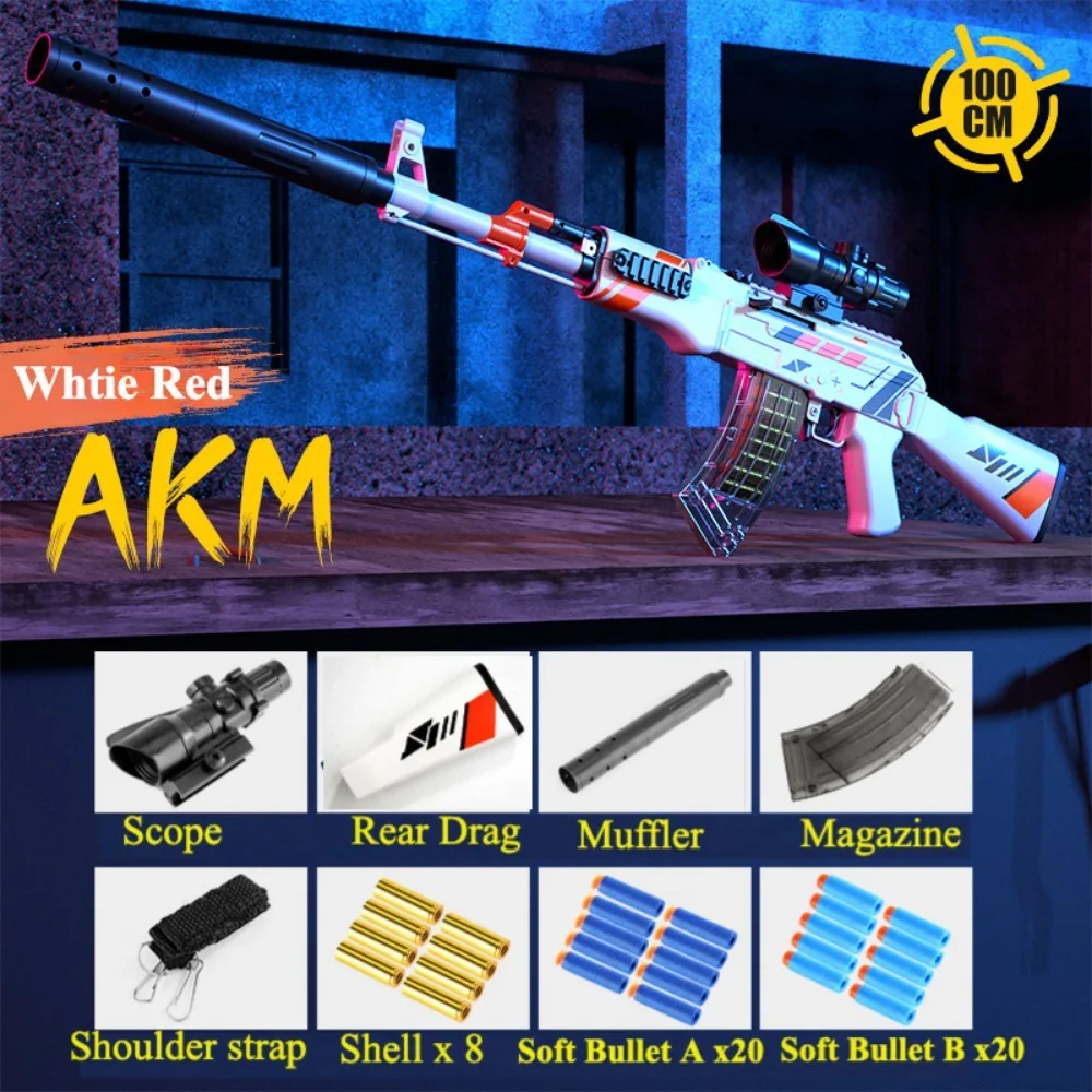 AK47 pistolet à balle molle lancement manuel tirer boulon mitraillette garçon jouet pistolet arme modèle cadeau de noël pour adultes garçons