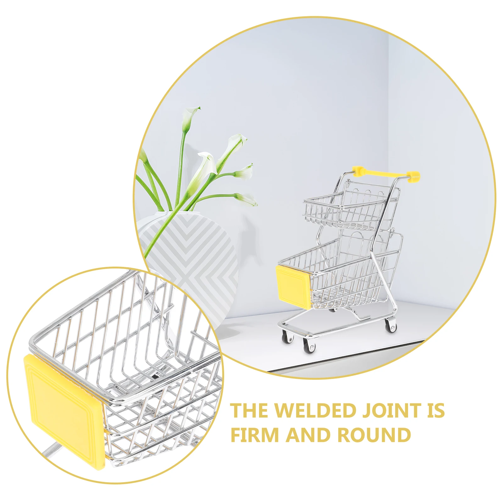 

Mini Shopping For Kids Small Supermarket Cart Storage Handcart Desktop Ornament Playtime Desktop Ornament Gift Trolley