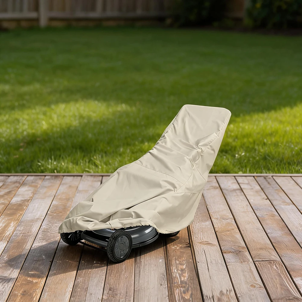 Beige Oxford Waterproof Lawn Mower Cover 78x23x50 Inch Dustproof Storage Bag For Most Riding Tractor O'utdoor P'ower Equipment