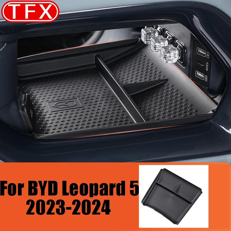 For BYD Leopard 5 2023-2024 Car Lower Center Storage Box Mat TPE Storage Box Protection Mat Interior Supplies Auto Accessories