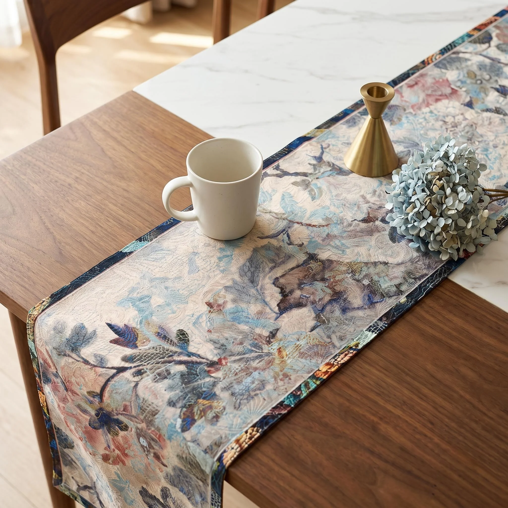 Reversible Vintage Floral Table Runner, Farmhouse & Holiday Decor, Fits Coffee Tables, TV Cabinets, Sideboards, Bed Ends