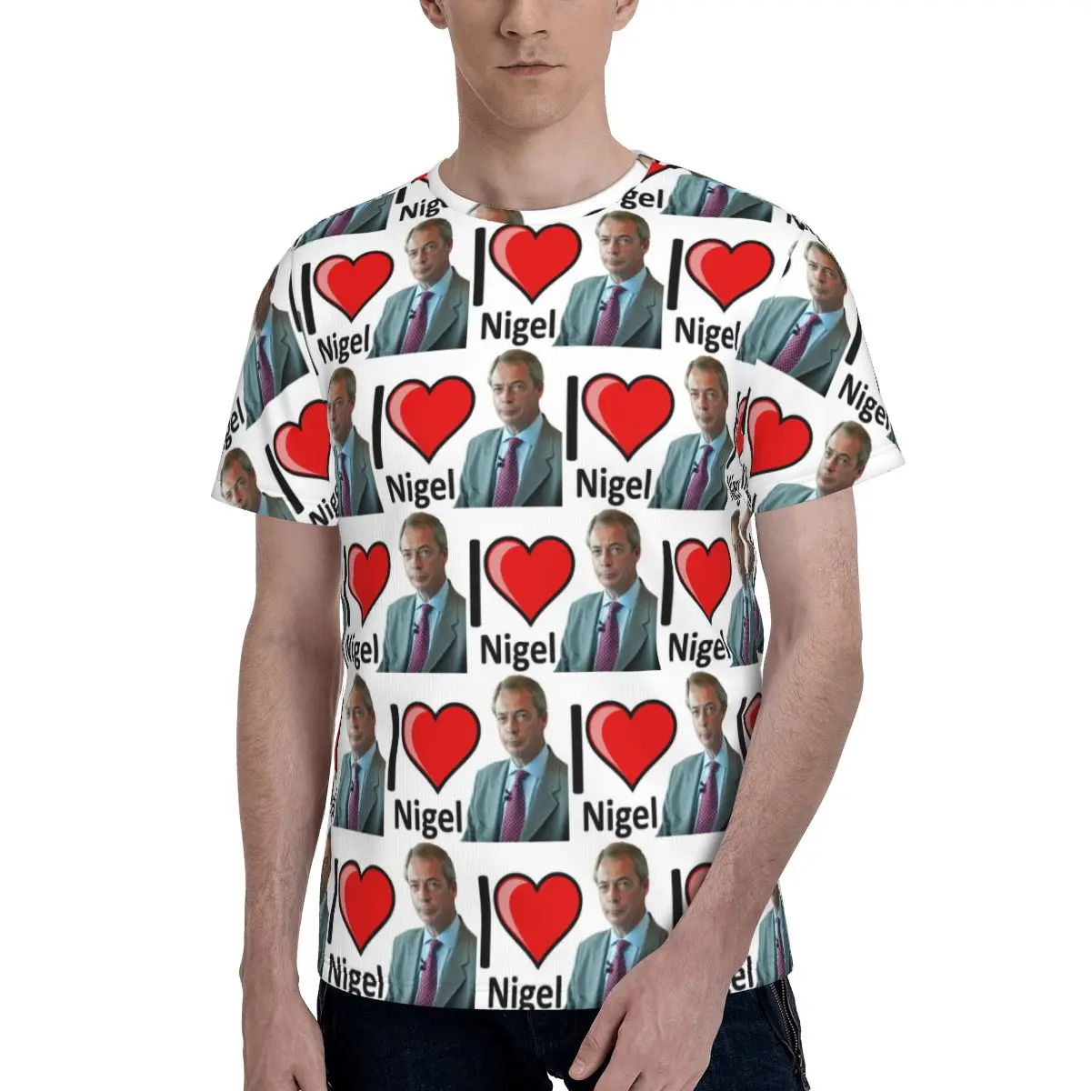 Fantastic I Love Nigel Farage Design T-Shirt for Men Cotton T Shirts Men's Short Sleeve Crew Neck Summer Clothes Tops