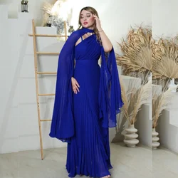 Customized Fashion Formal Chiffon Pleat Ruched Draped A-line High Collar Long Dresses Bespoke Occasion Dresses Modern Style