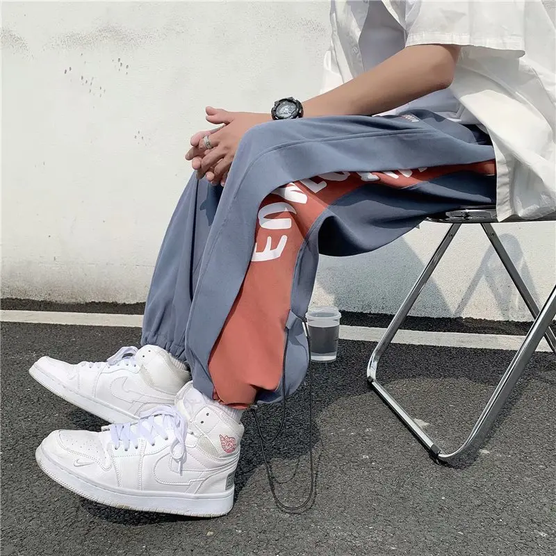 

Summer Men's Loose Casual Pants Color Block Workwear Trousers Korean Style Versatile Design Sensation Fashionable Loose Fit