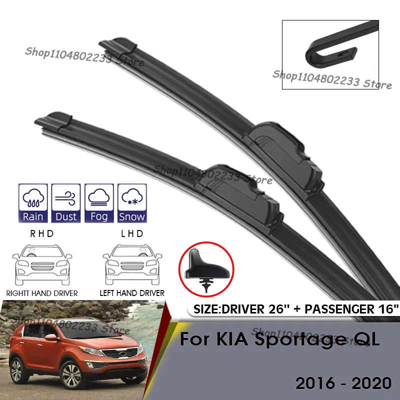 

Car Wiper Blades For KIA Sportage QL 2016 2017 2018 2019 2020 Windshield Windscreen Front Window Blades 26"+16"