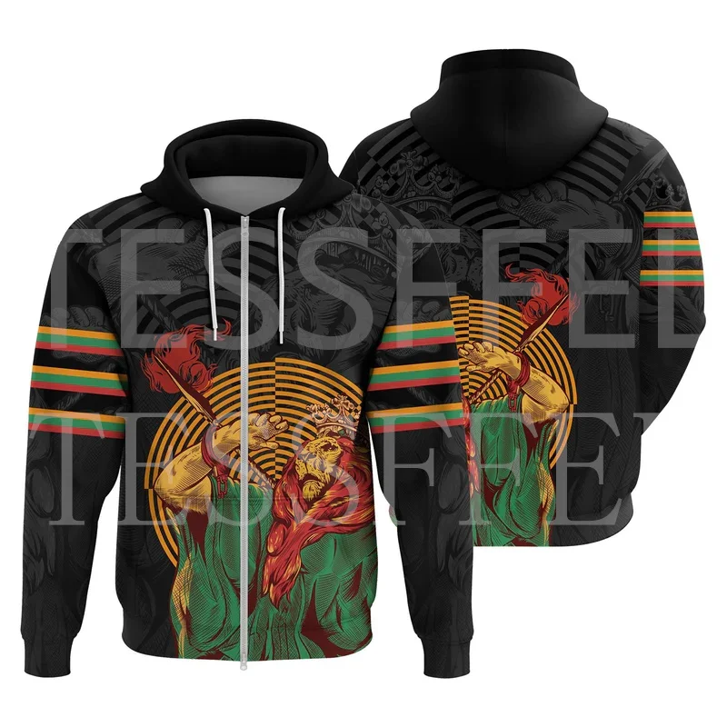 NewFashion Custom Name Ethiopia Lion Africa Country Flag Tribe Tattoo Streetwear 3DPrint Casual Funny Pullover Jacket Hoodies X1