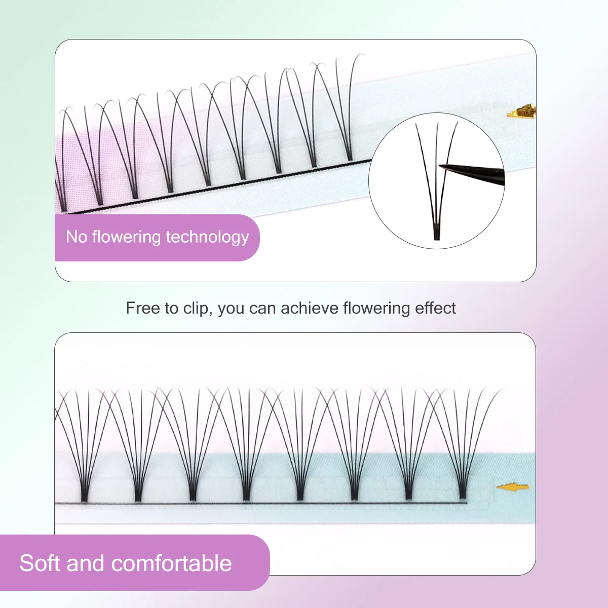 AGUUD Short Stem Premade Lash Fans 3D/4D/5D/6D Long Stem Russian Volume Eyelash Fanning for Professional Extension Faux Mink