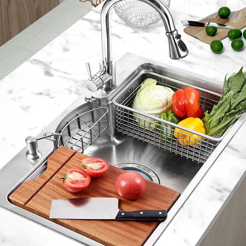 

Stainless Steel Kitchen Sink 1.2Mm Thickness Brushed Sinks Kitchen Multifunctional Single Bowl Above Counter or Udermount Tank