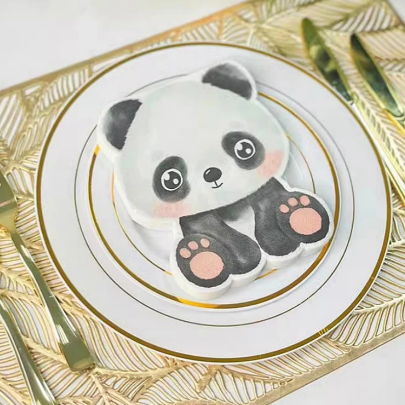 20Pcs/Bag Cute Cartoon Panda Decoupage Paper Napkins Lovely Animal Paper Serviettes for Xmas  Bithday Party Tableware Decor New