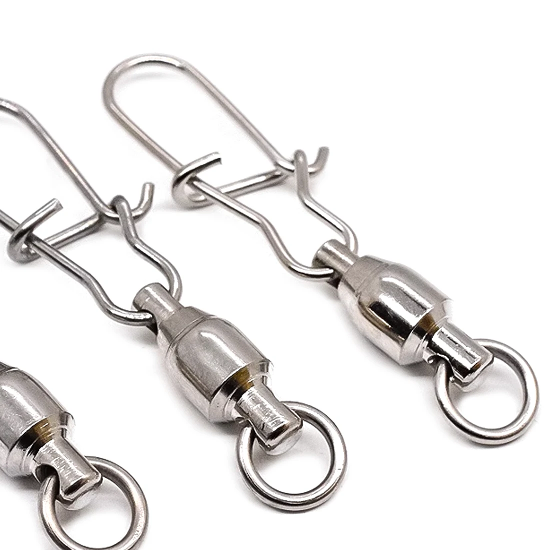 낚시 볼 베어링 스위블 듀오록 스냅 스테인레스 스틸 낚시 커넥터 스위블, 크레인 배럴 루어 물고기 태클 포함, 10 개