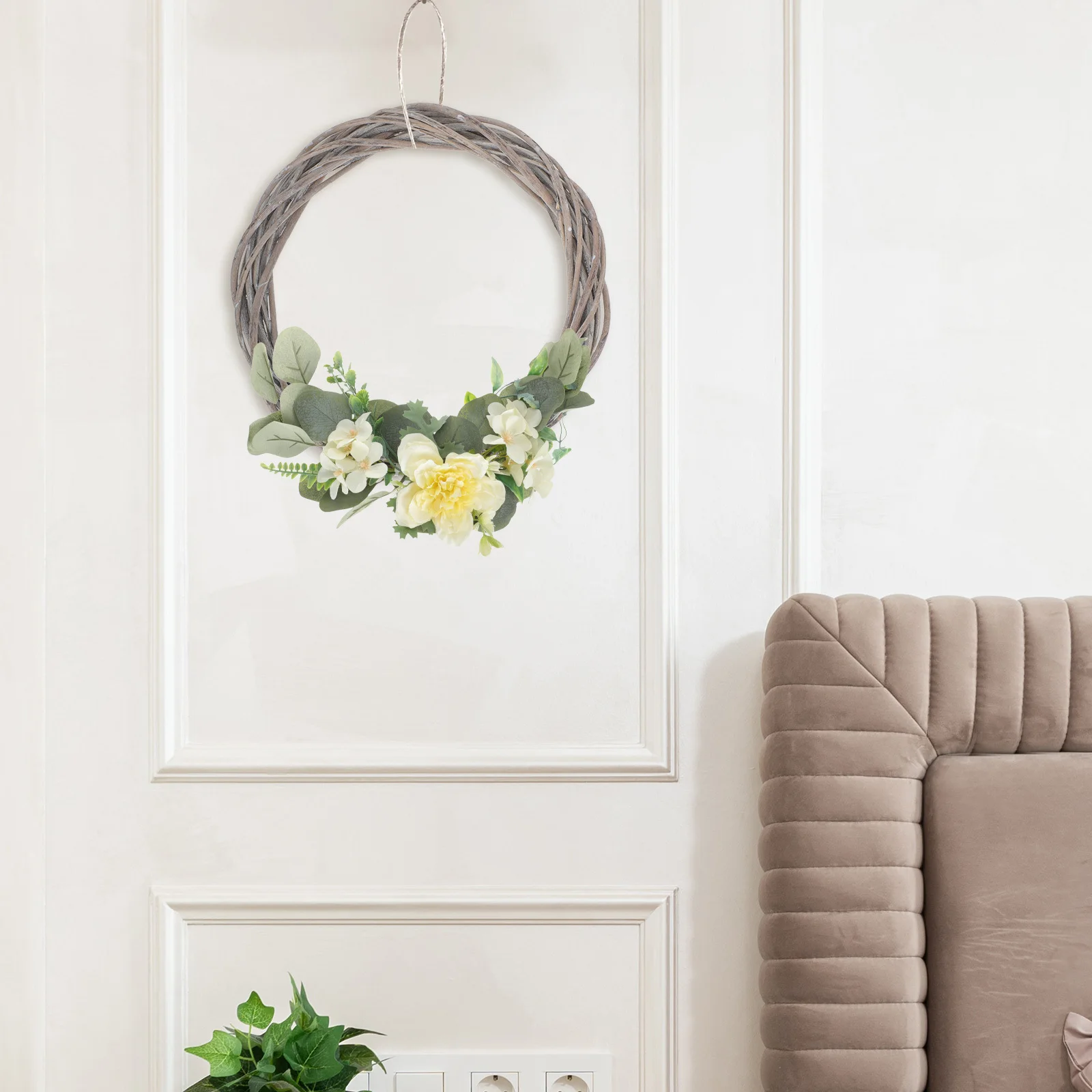 

2Pcs Christmas Wreath Rattan Ring DIY Xmas Woven Circle Decorative Wall Door Hanging Garland Making Supply Christmas Wreath Prop