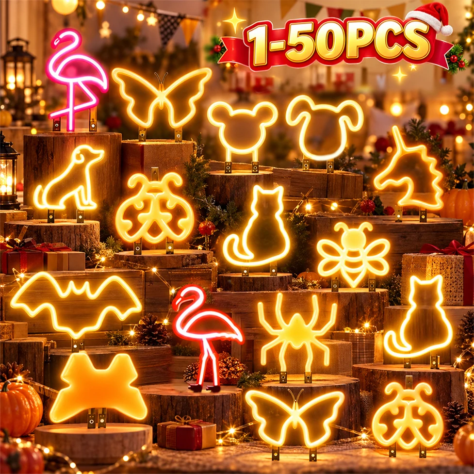DIY 50~1PCS 3V Animal Shape 2200K LED Filament Multi Pattern Fun Match for Holiday Event Bedroom Party Lighting LED Bulb Parts