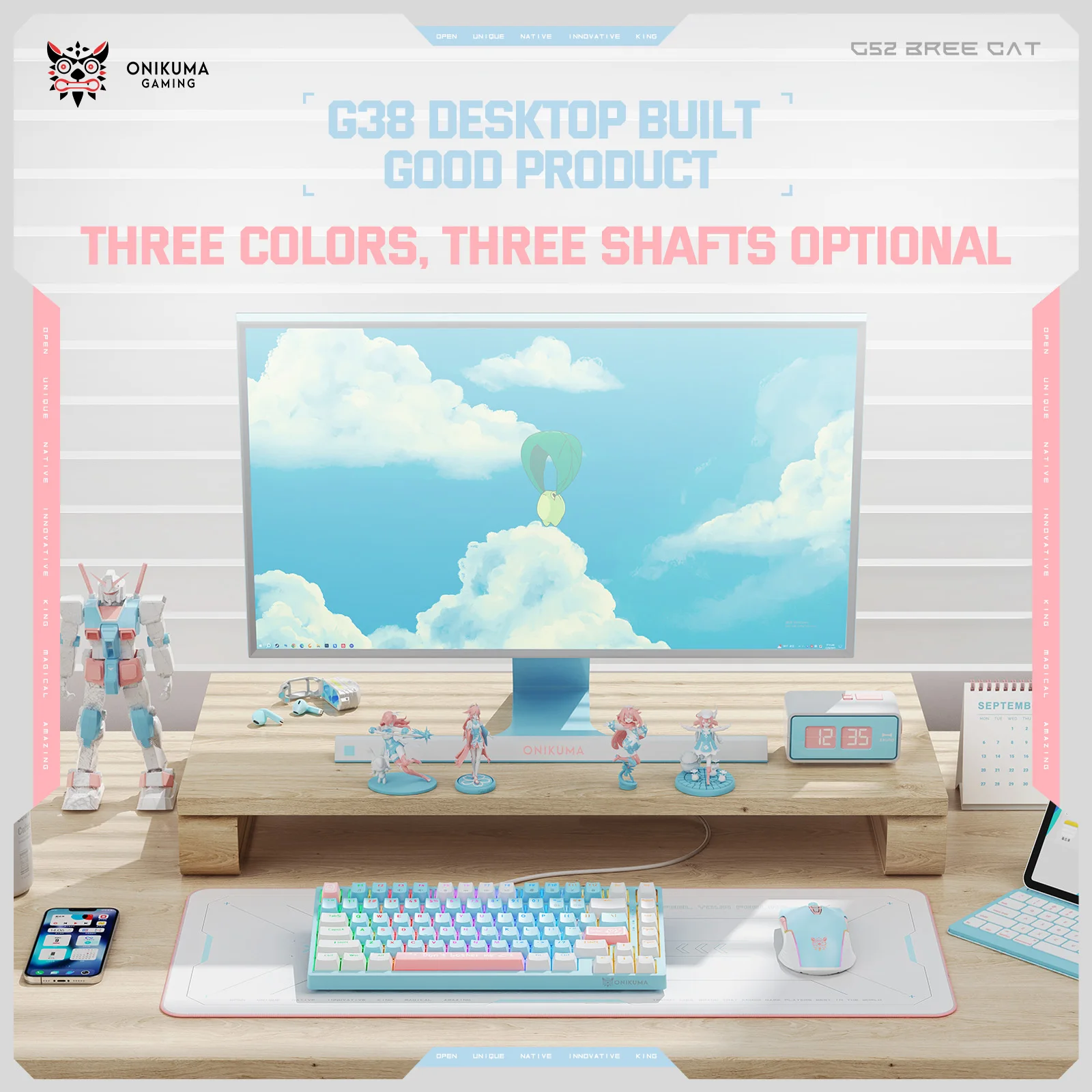 لوحة مفاتيح الألعاب الميكانيكية مع إضاءة RGB ، لوحة مفاتيح ABS للكمبيوتر الشخصي ، تخطيط ، 82 مفتاحًا ،