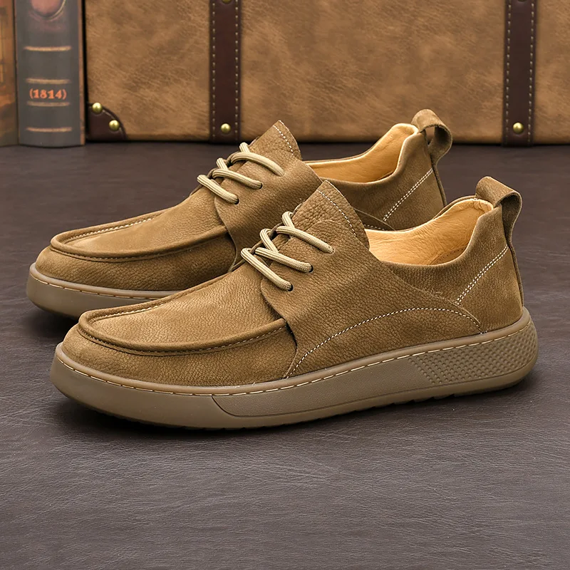 

Hand-stitched Suede Leather Casual Shoes Outdoor Light Mens Loafers Luxury No-slip Walking Shoes High Quality Driving Man Shoes
