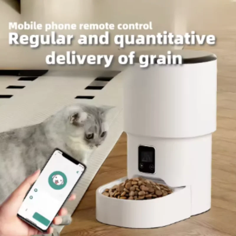 Alimentador automático inteligente WiFi para perros y gatos con botón