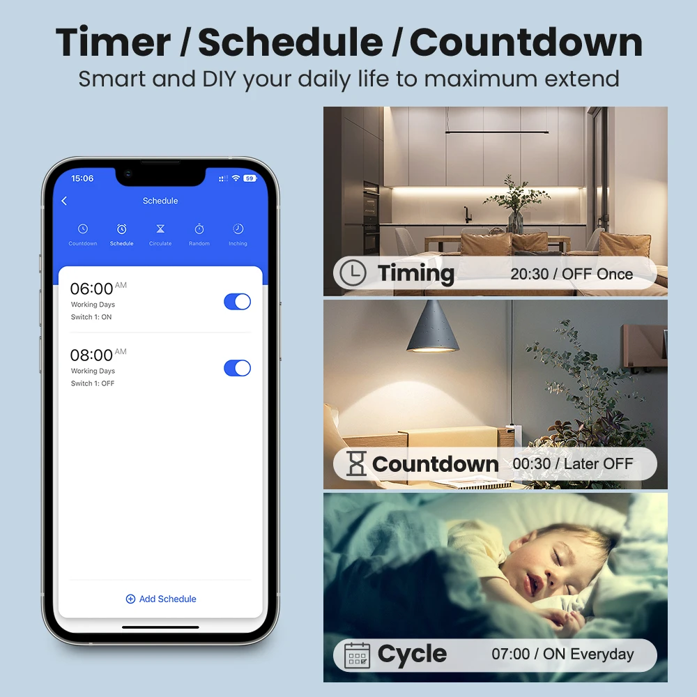 2 Gang Tuya WiFi Smart Switch Module 16A DIY Automation Breaker 2 Way Control Funciona com Alexa Google Home Alice Smart Life APP