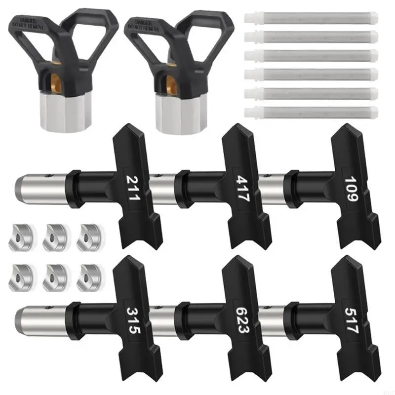 

WXTC Sprayer Paint Nozzles 6 Airless Sprayer Guns Filters 2 Nozzle Tip Guards Set